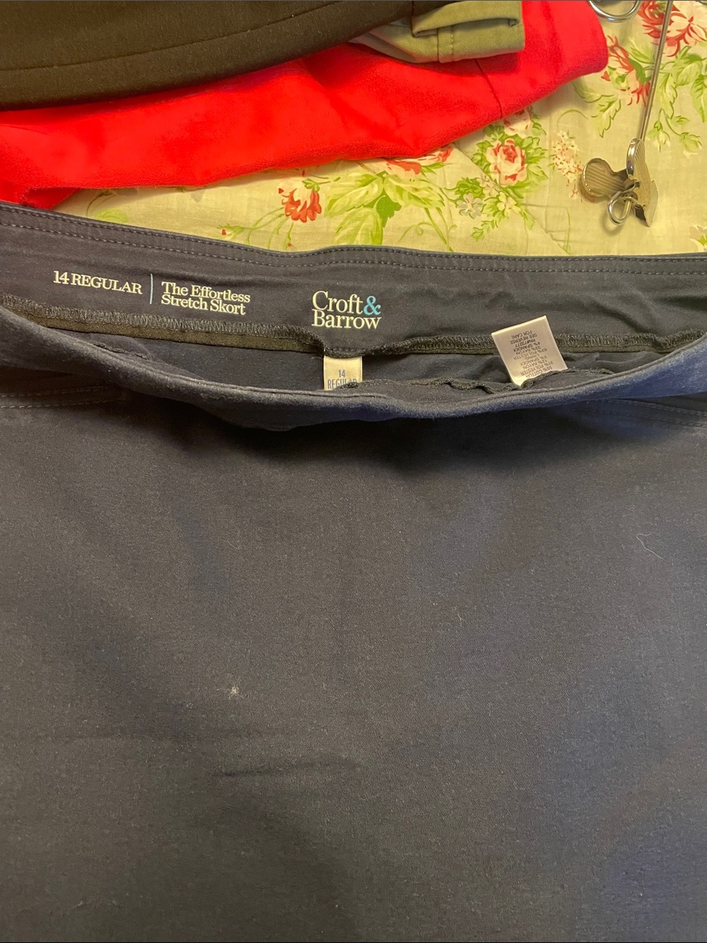croft & barrow navy stretch skort with elastic waist